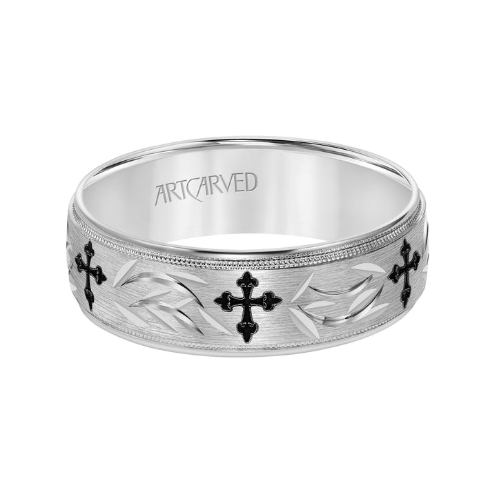 Low Dome Round Edge Carved Wedding Band