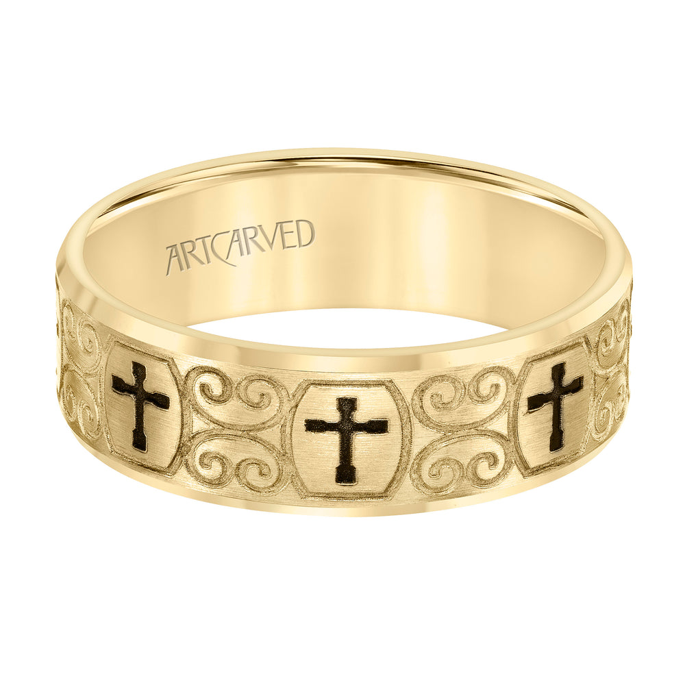 11-WV8911-G - ARTCARVED - Flat Bevel Edge Carved Wedding Band