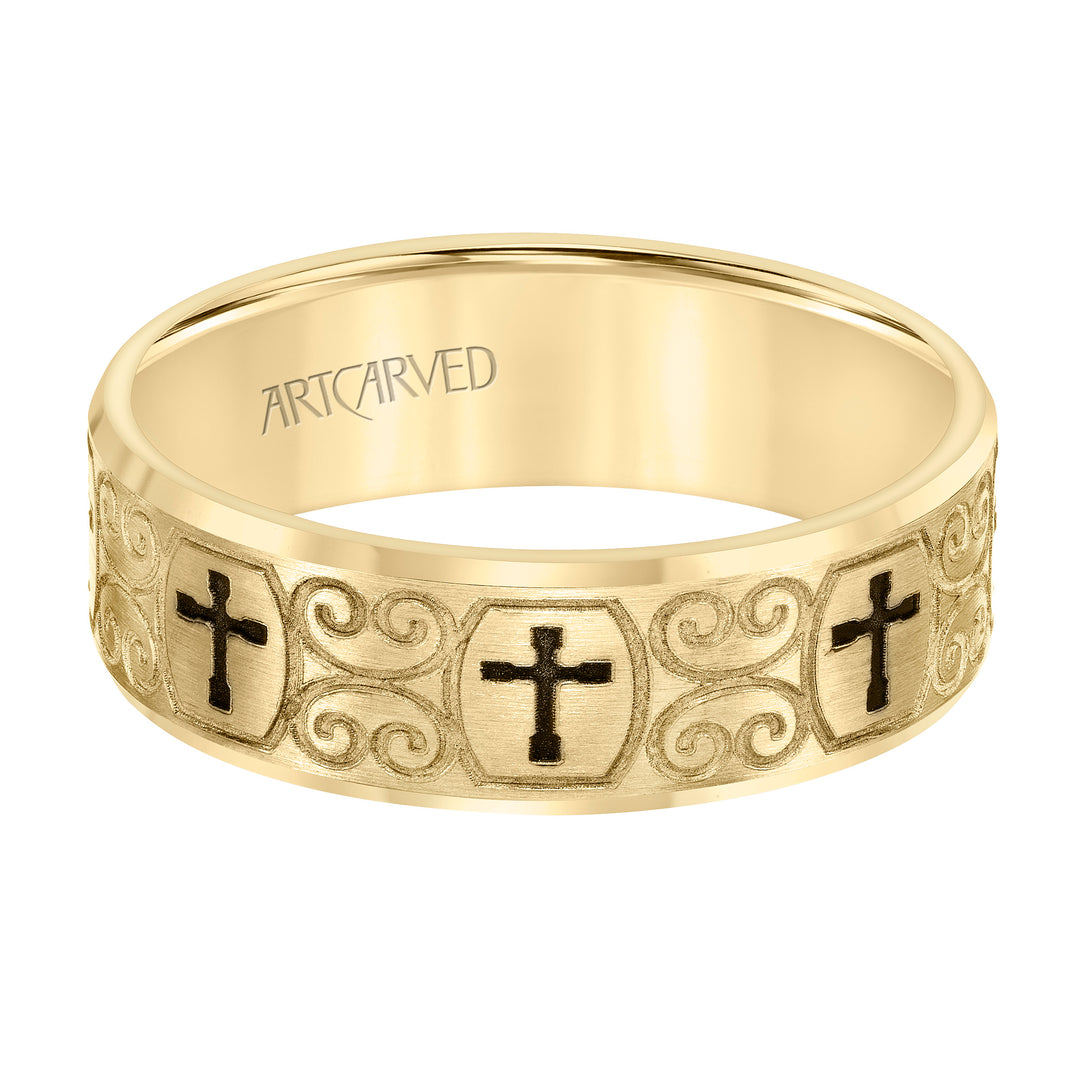 11-WV8911-G - ARTCARVED - Flat Bevel Edge Carved Wedding Band