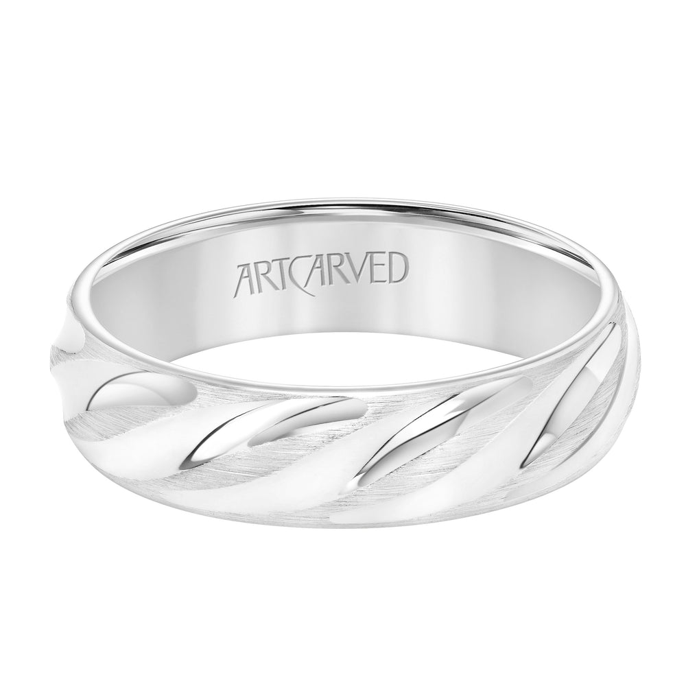 11-WV9065-G - ARTCARVED - High Dome Flat Edge Carved Wedding Band