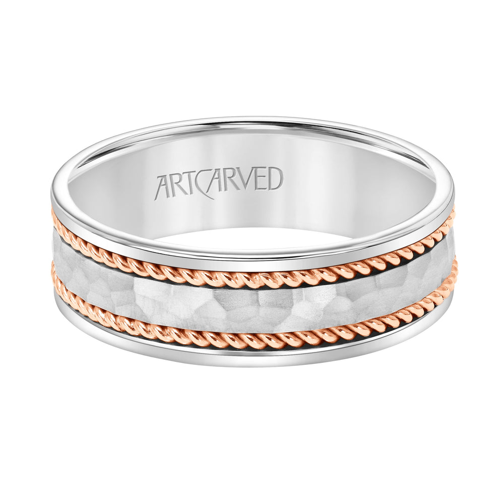 11-WV9066-G - ARTCARVED - Flat Rope Edge Carved Wedding Band