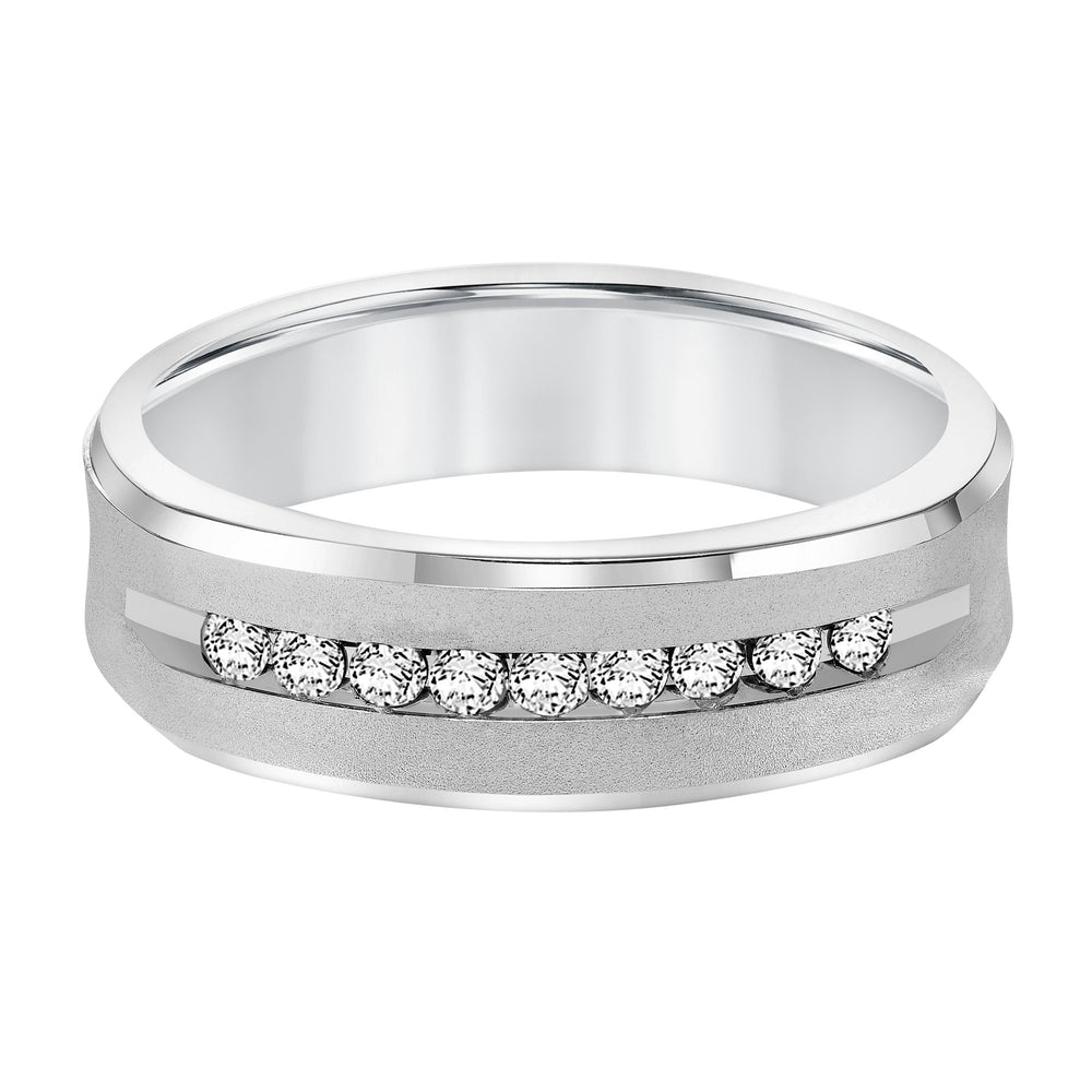 Flat Round Edge Diamond Wedding Band