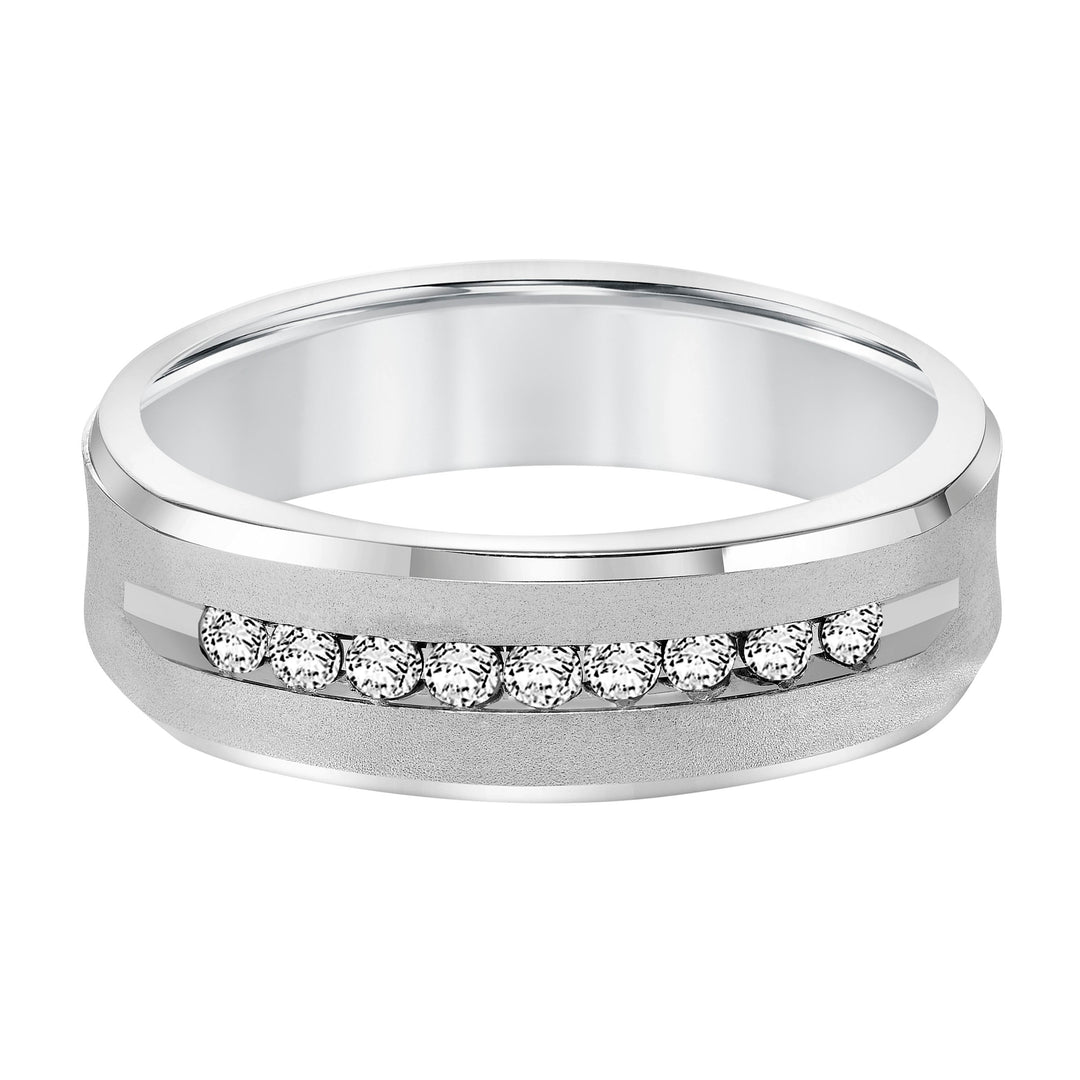 Flat Round Edge Diamond Wedding Band