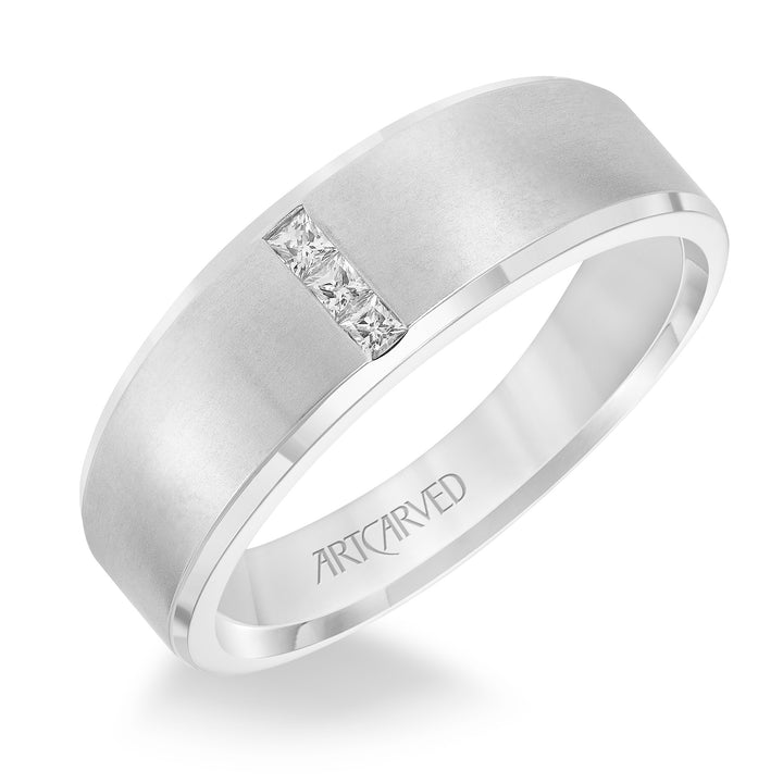 Low Dome Step Edge Diamond Wedding Band