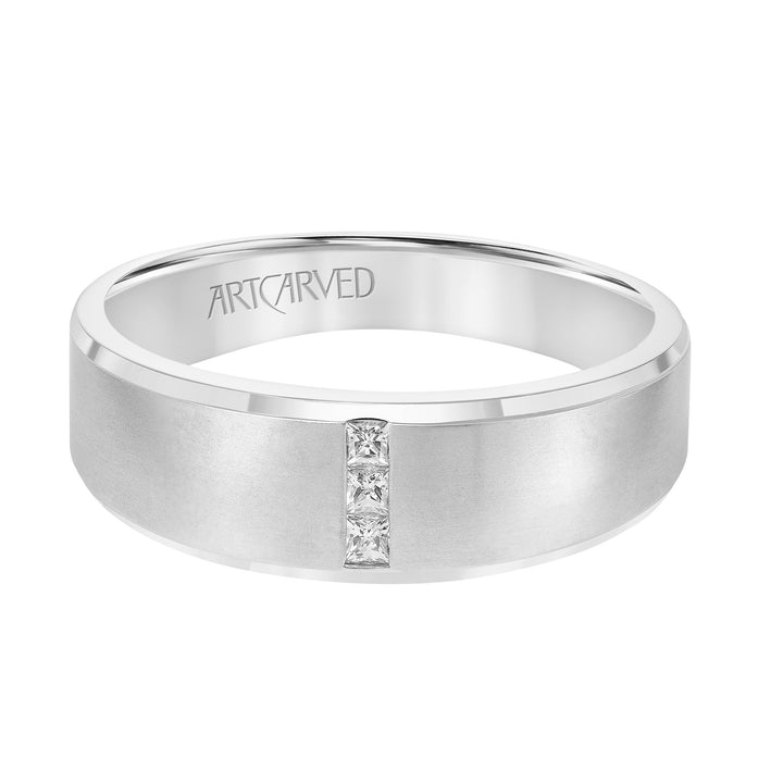 Low Dome Step Edge Diamond Wedding Band