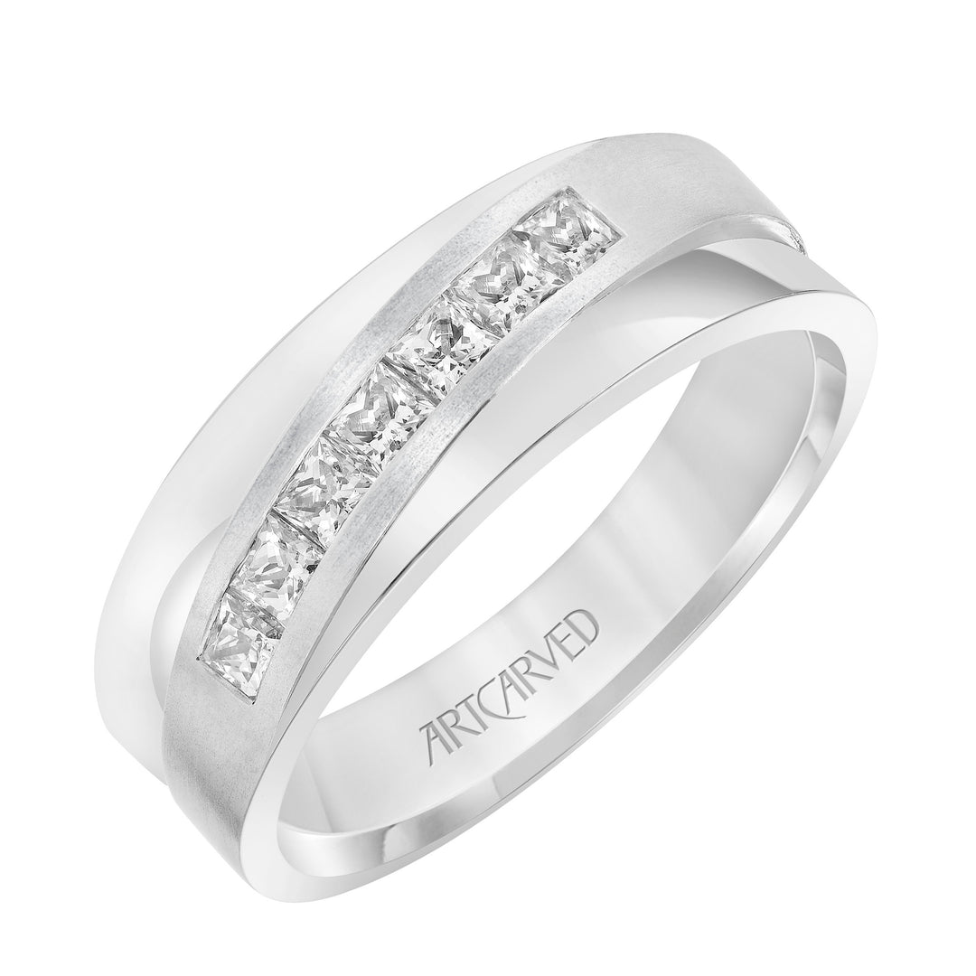21-V8929-G - ARTCARVED - Flat Flat Edge Diamond Wedding Band