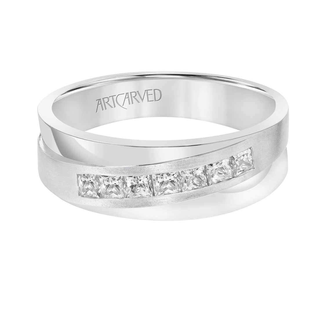 Flat Flat Edge Diamond Wedding Band