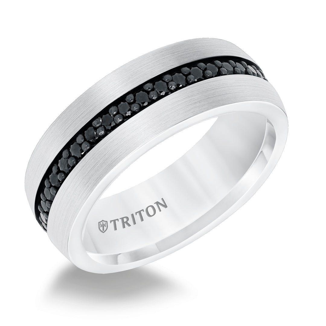 22-5733BRC100-G.00 - Goldman - 8MM Comfort Fit Brown Tungsten All Around Black Sapphire Band