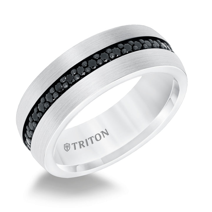 22-5733BRC100-G.00 - Goldman - 8MM Comfort Fit Brown Tungsten All Around Black Sapphire Band