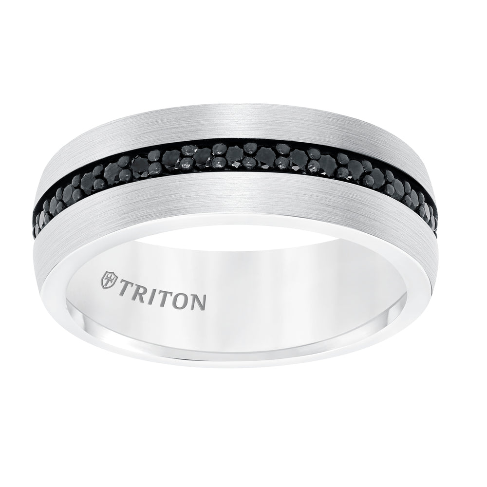 22-5733BRC100-G.00 - Goldman - 8MM Comfort Fit Brown Tungsten All Around Black Sapphire Band