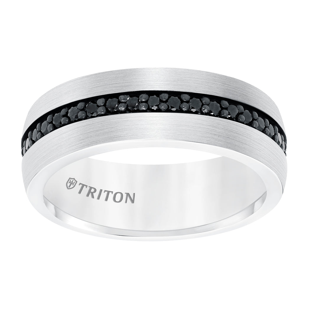 22-5733BRC100-G.00 - Goldman - 8MM Comfort Fit Brown Tungsten All Around Black Sapphire Band