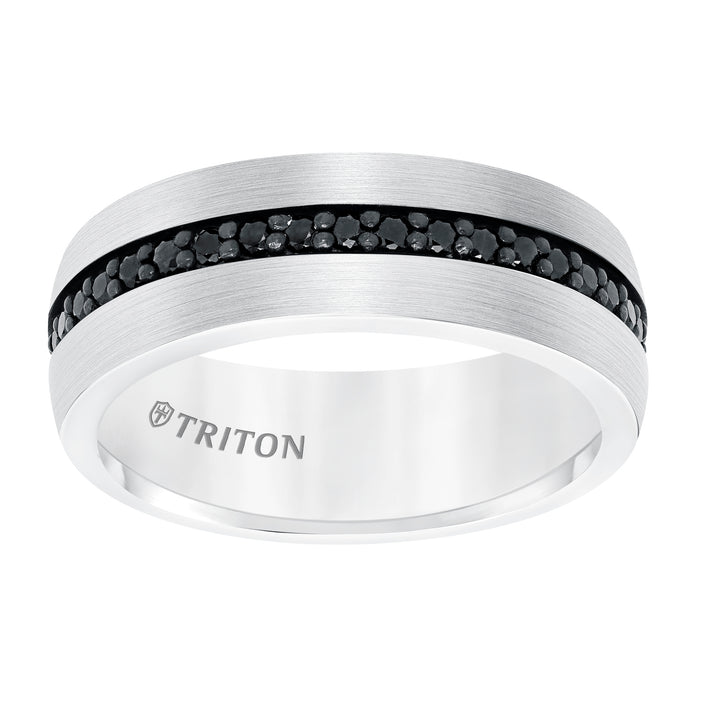 22-5733BRC100-G.00 - Goldman - 8MM Comfort Fit Brown Tungsten All Around Black Sapphire Band
