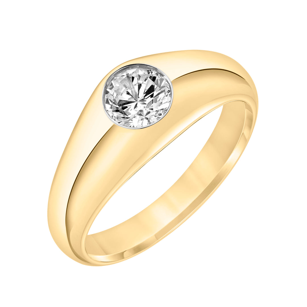 22-9160Y-G.X0 - Goldman - 3.5mm Mens Modern Polished Band with Round Lab-Grown Diamond