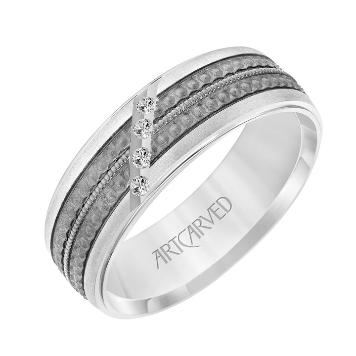 22-V8881-G - ARTCARVED - Low Dome Flat Edge Diamond Wedding Band