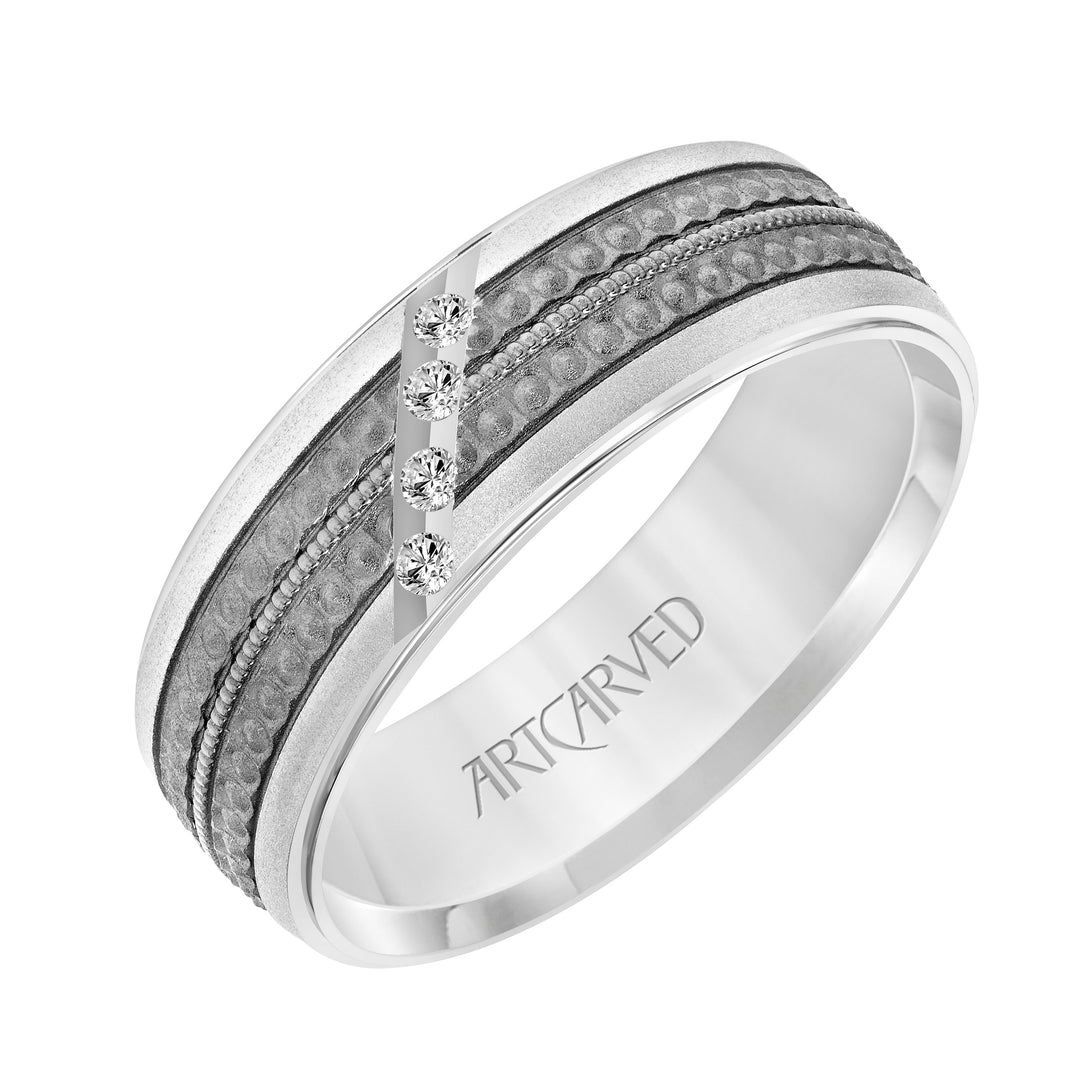 22-V8881-G - ARTCARVED - Low Dome Flat Edge Diamond Wedding Band