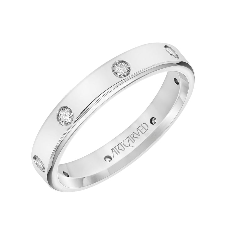 22-V8898-G - ARTCARVED - 4MM Flat Profile Band with 8 Diamond Accents