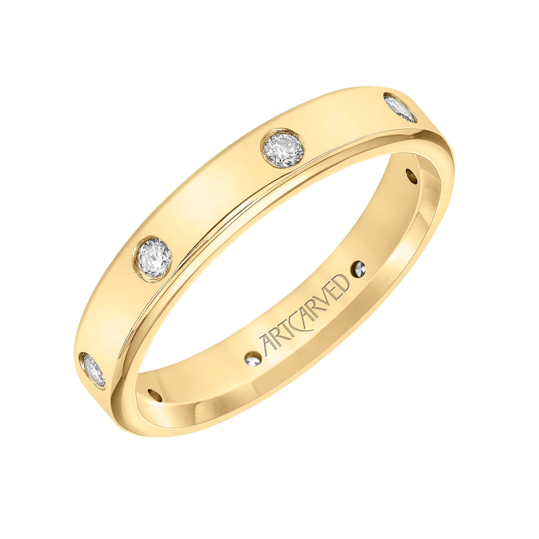 22-V8898Y4-G.00 - Goldman - 4MM Flat Profile Band with 8 Diamond Accents