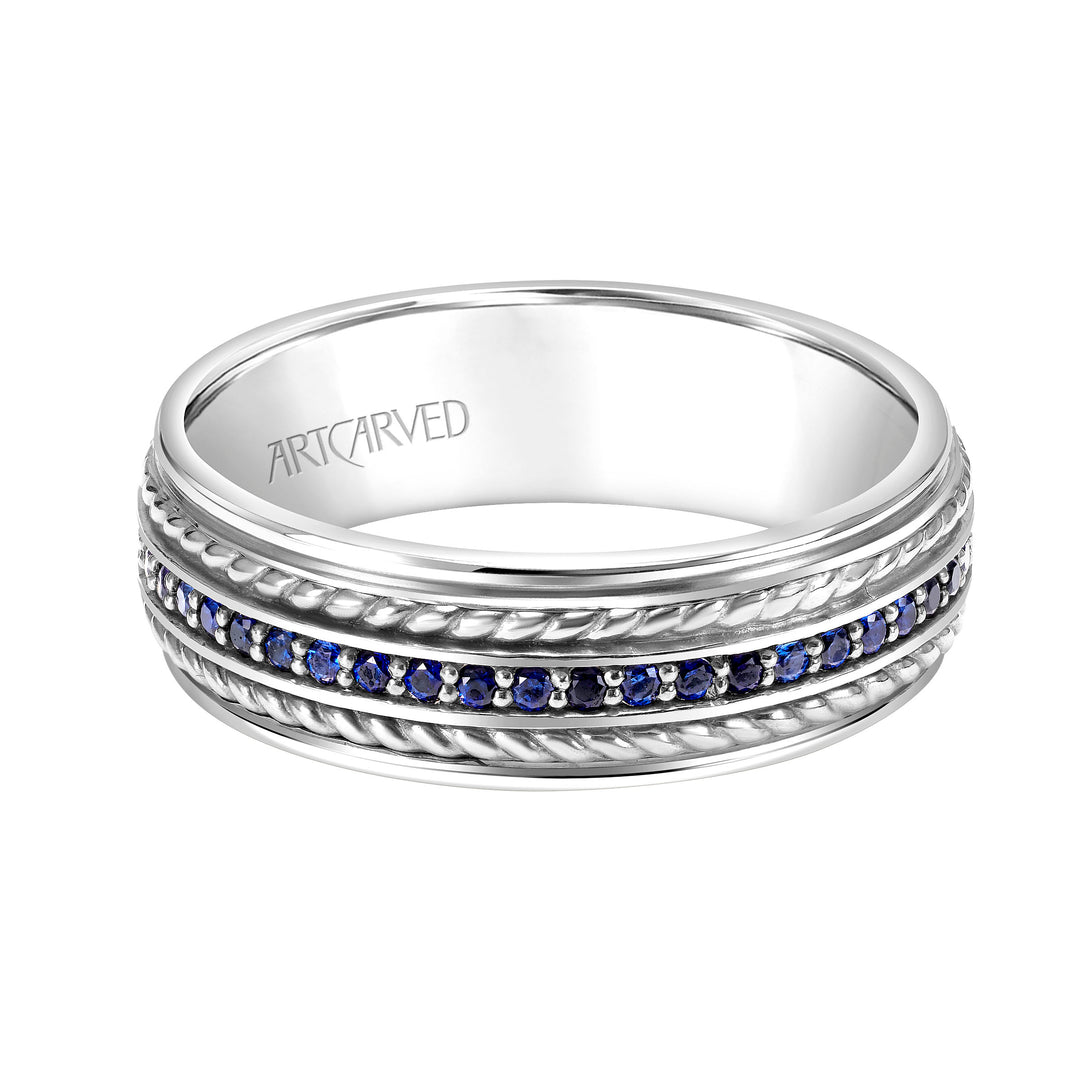 22-V8730SWY100-G.00 - ARTCARVED - Low Dome Round Edge Carved Wedding Band