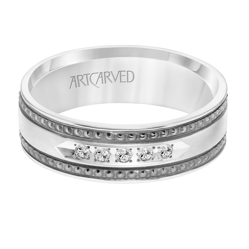 Flat Round Edge Diamond Wedding Band