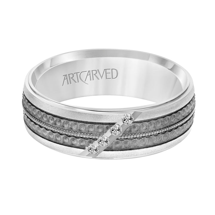22-V8881-G - ARTCARVED - Low Dome Flat Edge Diamond Wedding Band
