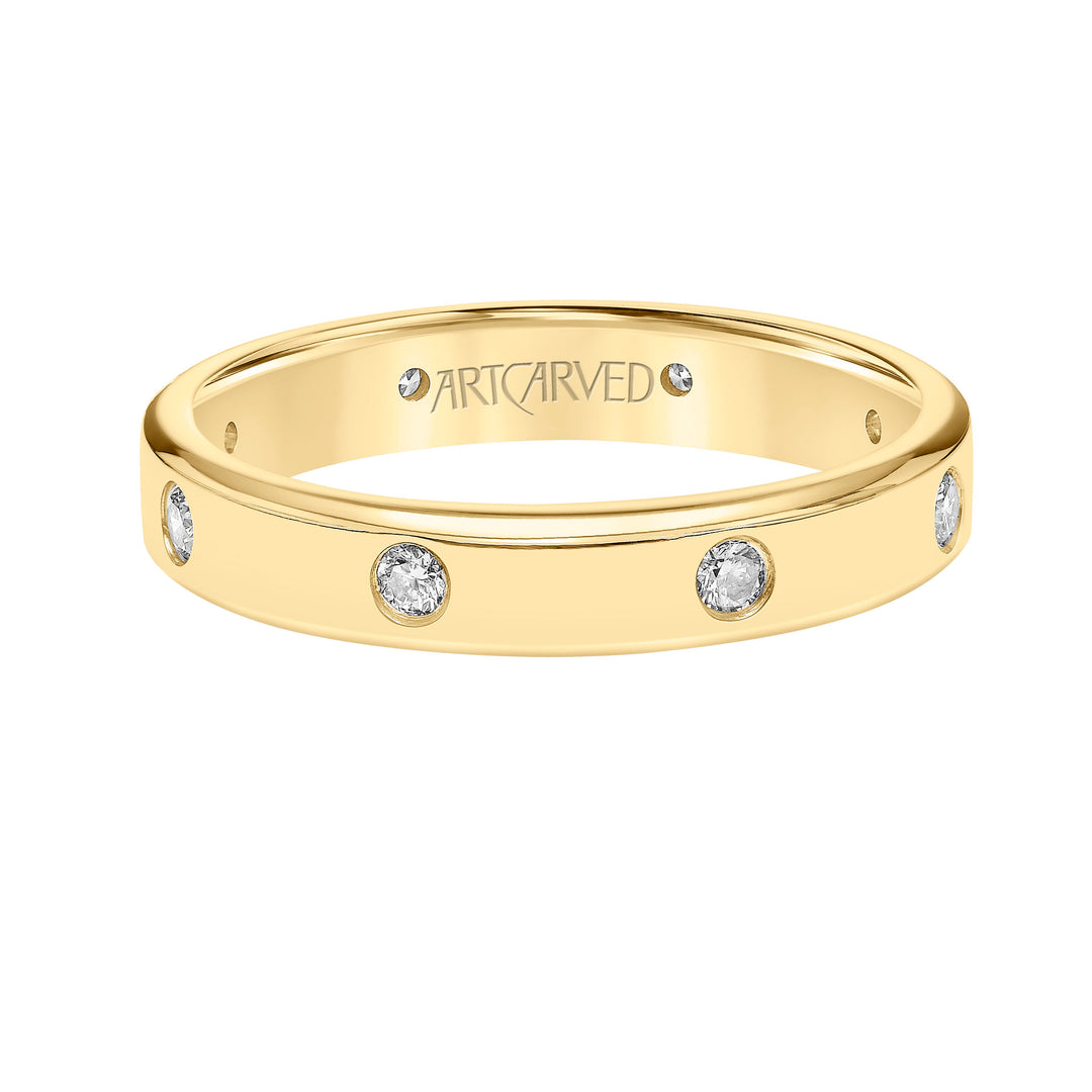 22-V8898-G - ARTCARVED - 4MM Flat Profile Band with 8 Diamond Accents