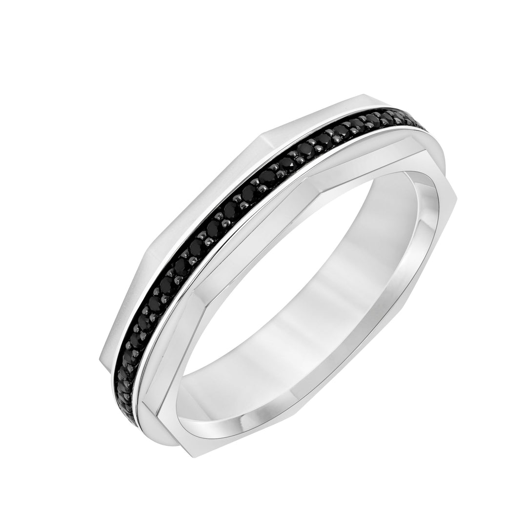 4.5mm Faceted Black Diamond Eternity Band