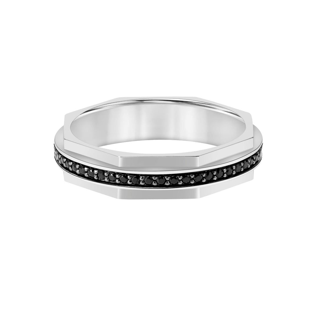 4.5mm Faceted Black Diamond Eternity Band