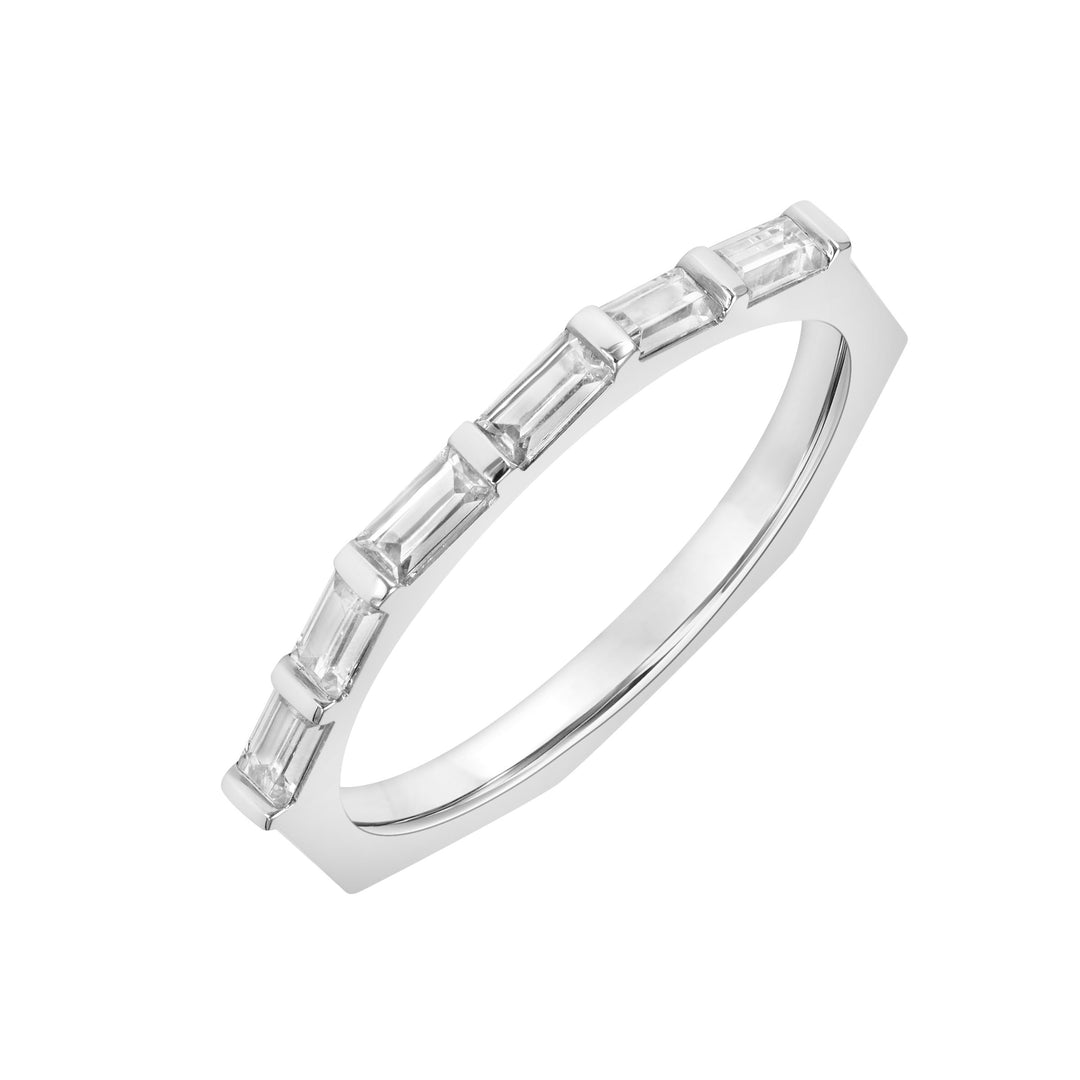 2.1mm Geometric Nine Baguette Diamond Band