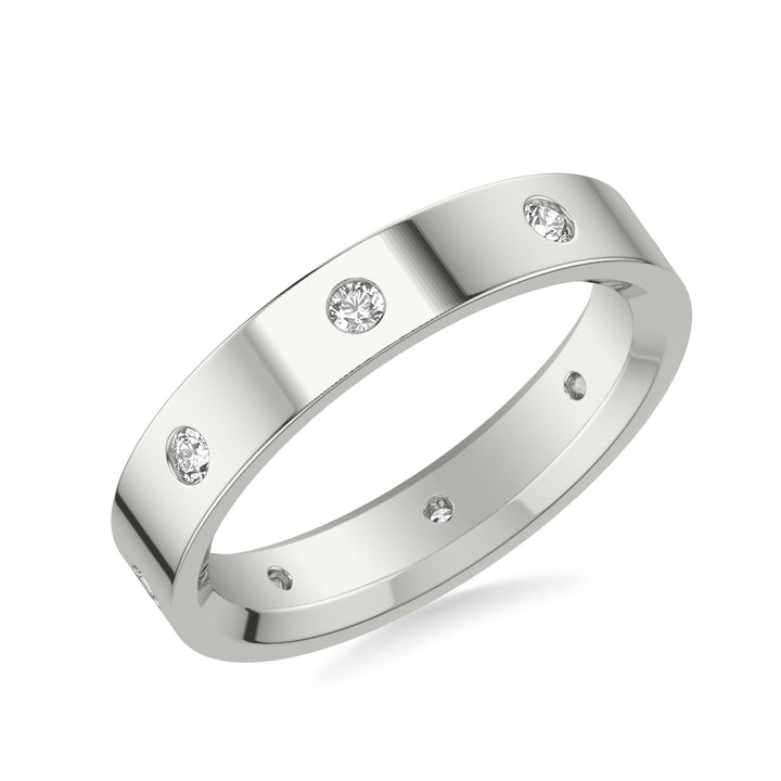 Flat Steel Edge Diamond Wedding Band