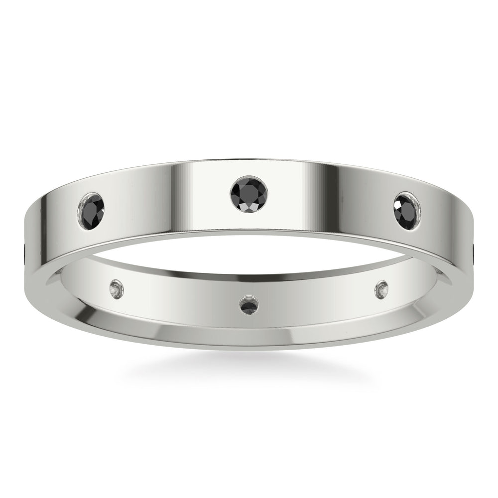Flat Steel Edge Diamond Wedding Band