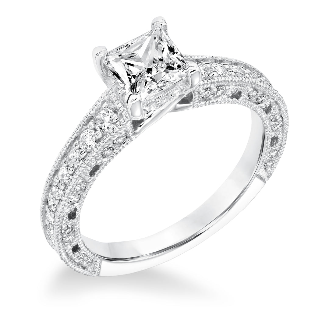 31-10012ECW-E.00 - Goldman - Vintage Diamond With Filigree Accents And Milgrain Engagement Ring