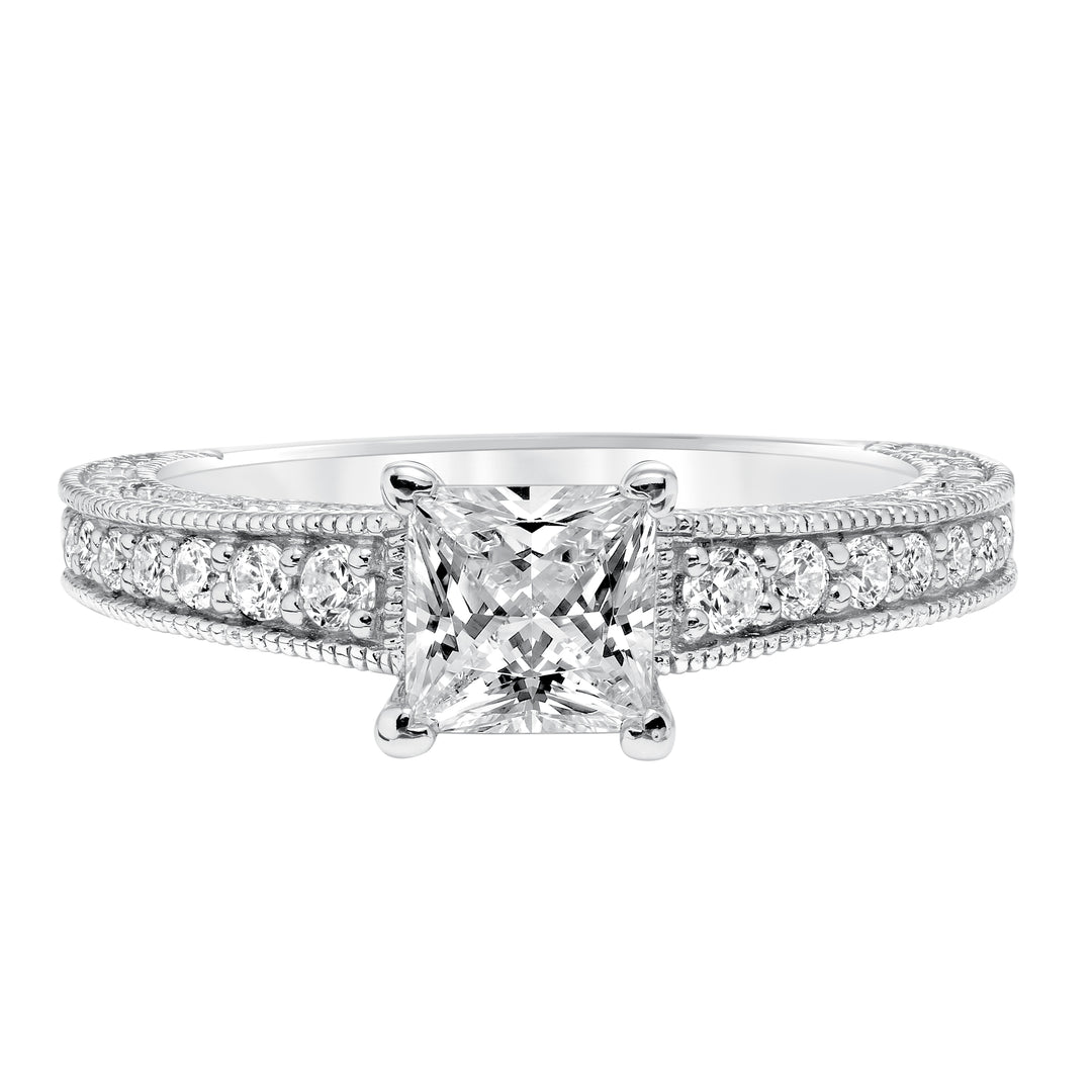 Vintage Diamond With Filigree Accents And Milgrain Engagement Ring