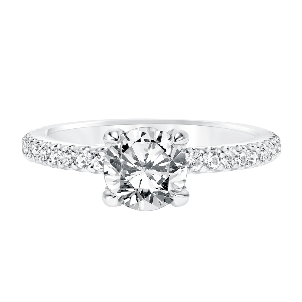 Diamond Prong Set Engagement  Ring with Diamond Shank