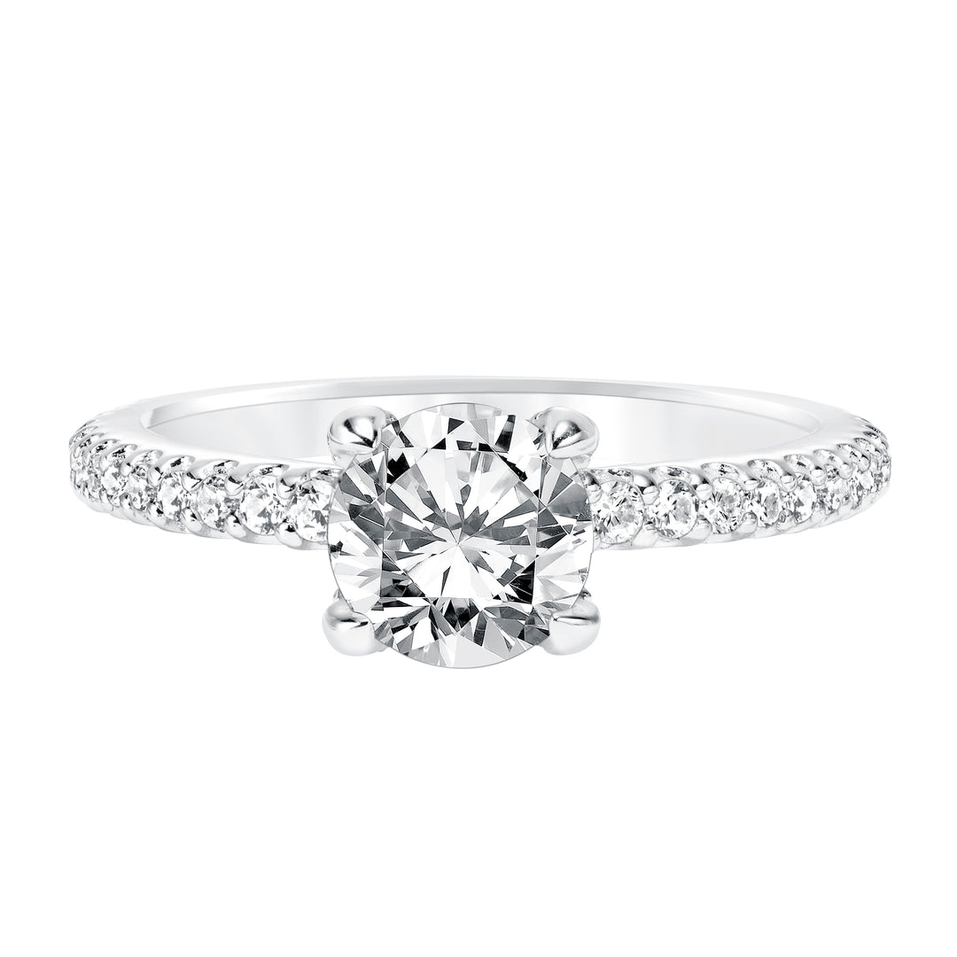 Diamond Prong Set Engagement  Ring with Diamond Shank