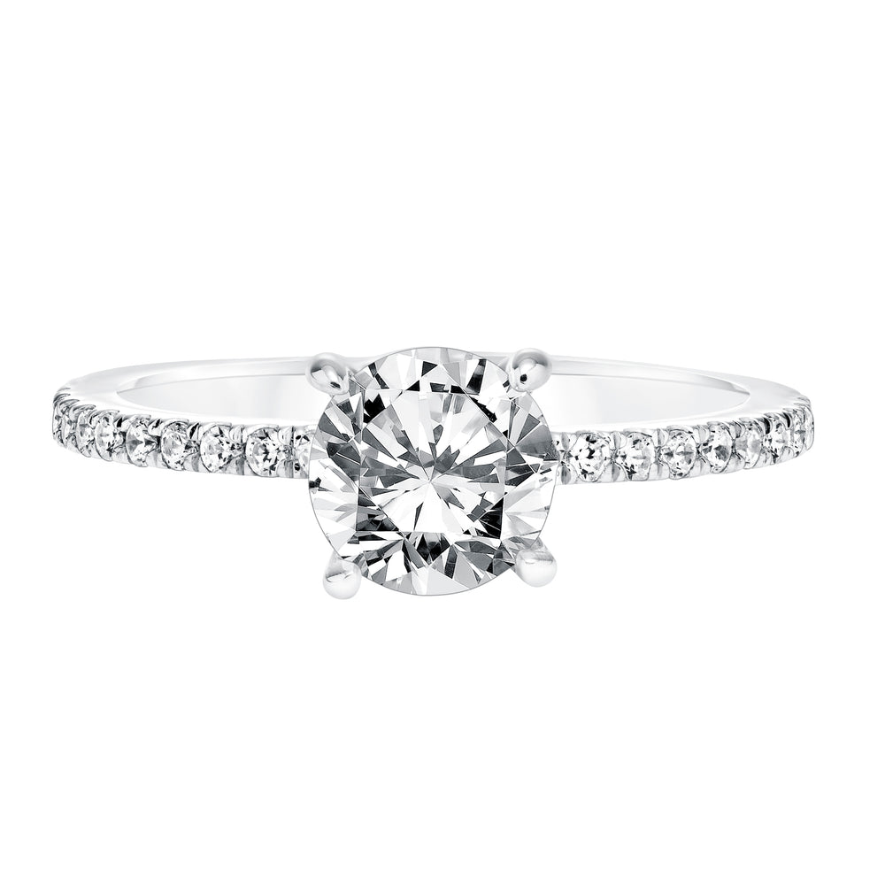 Classic Prong Set Engagement Ring with Diamond Shank.  Center Stone is not included.