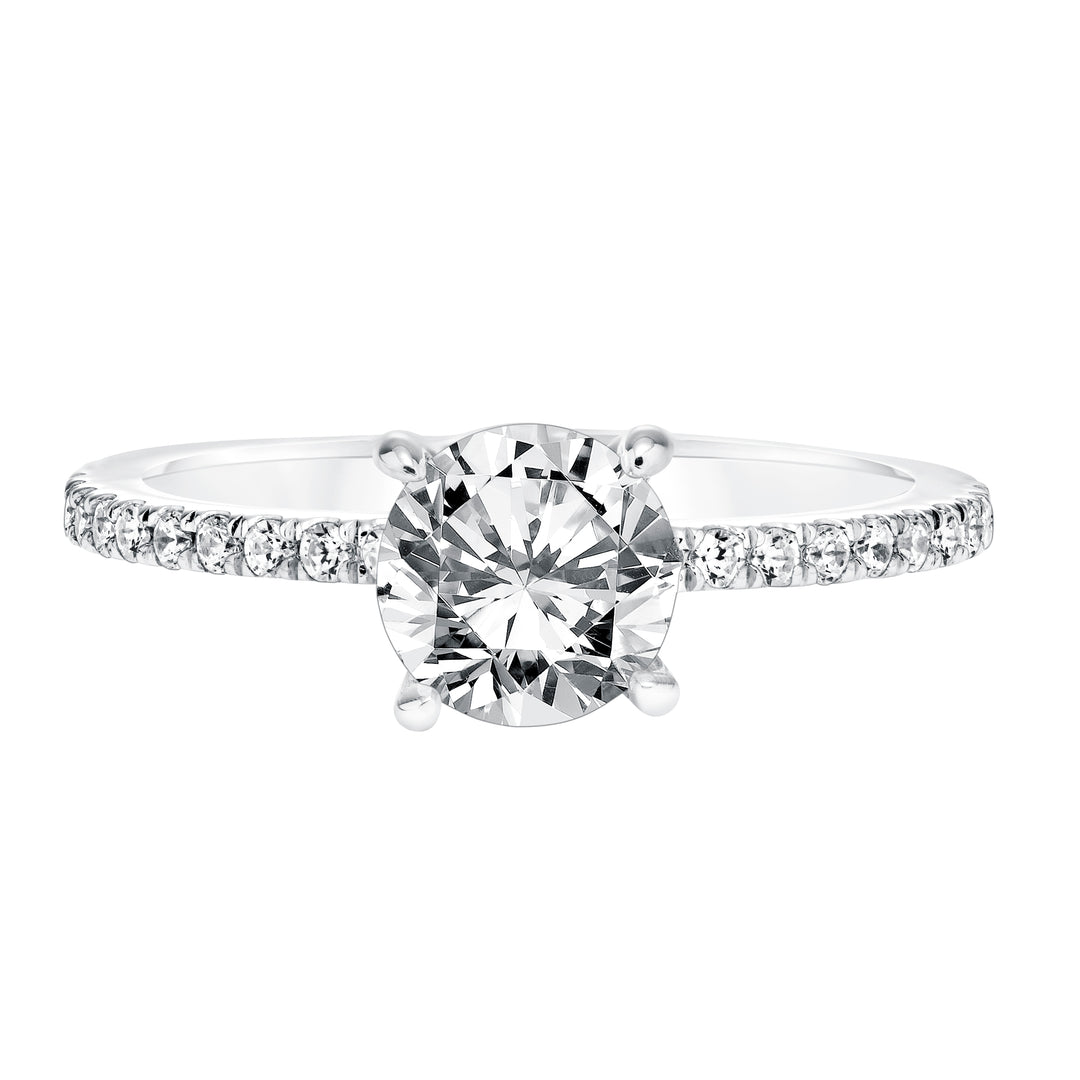 Classic Prong Set Engagement Ring with Diamond Shank.  Center Stone is not included.