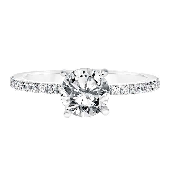 Classic Prong Set Engagement Ring with Diamond Shank.  Center Stone is not included.