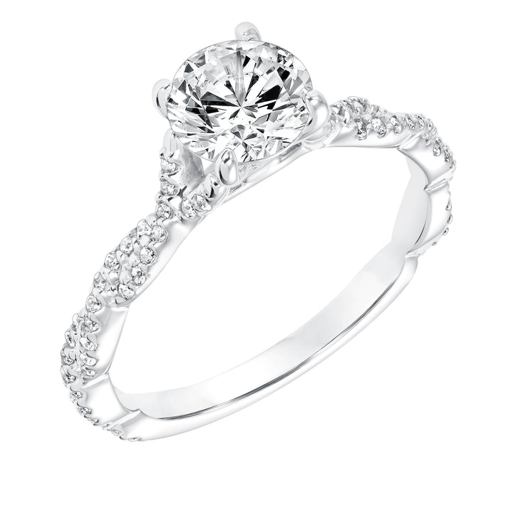 Diamond Prong Set Engagement Ring with Twisted Diamond Shank.  Center Stone is not included.