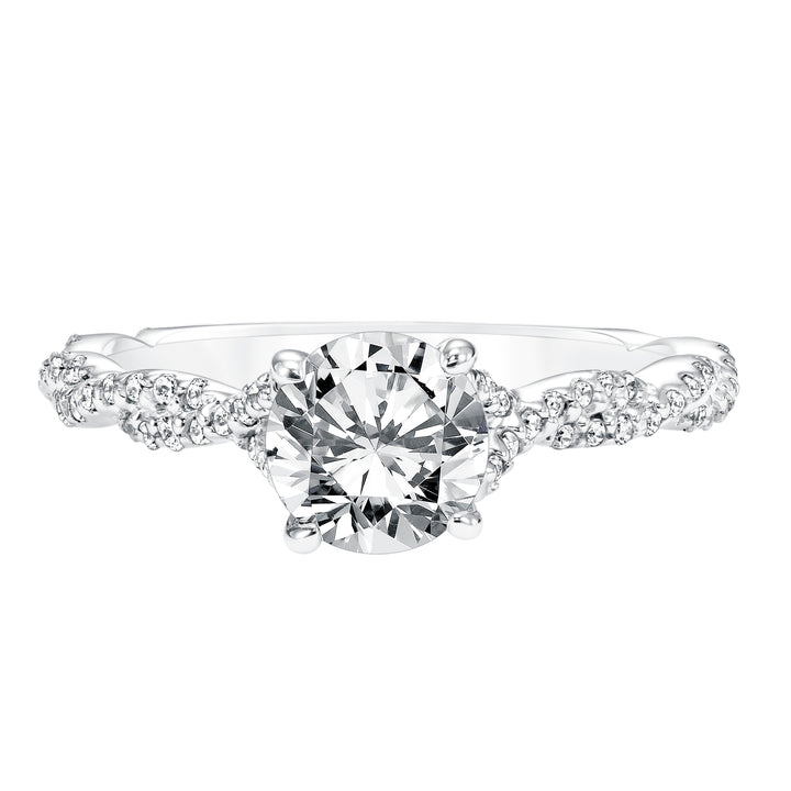 Diamond Prong Set Engagement Ring with Twisted Diamond Shank