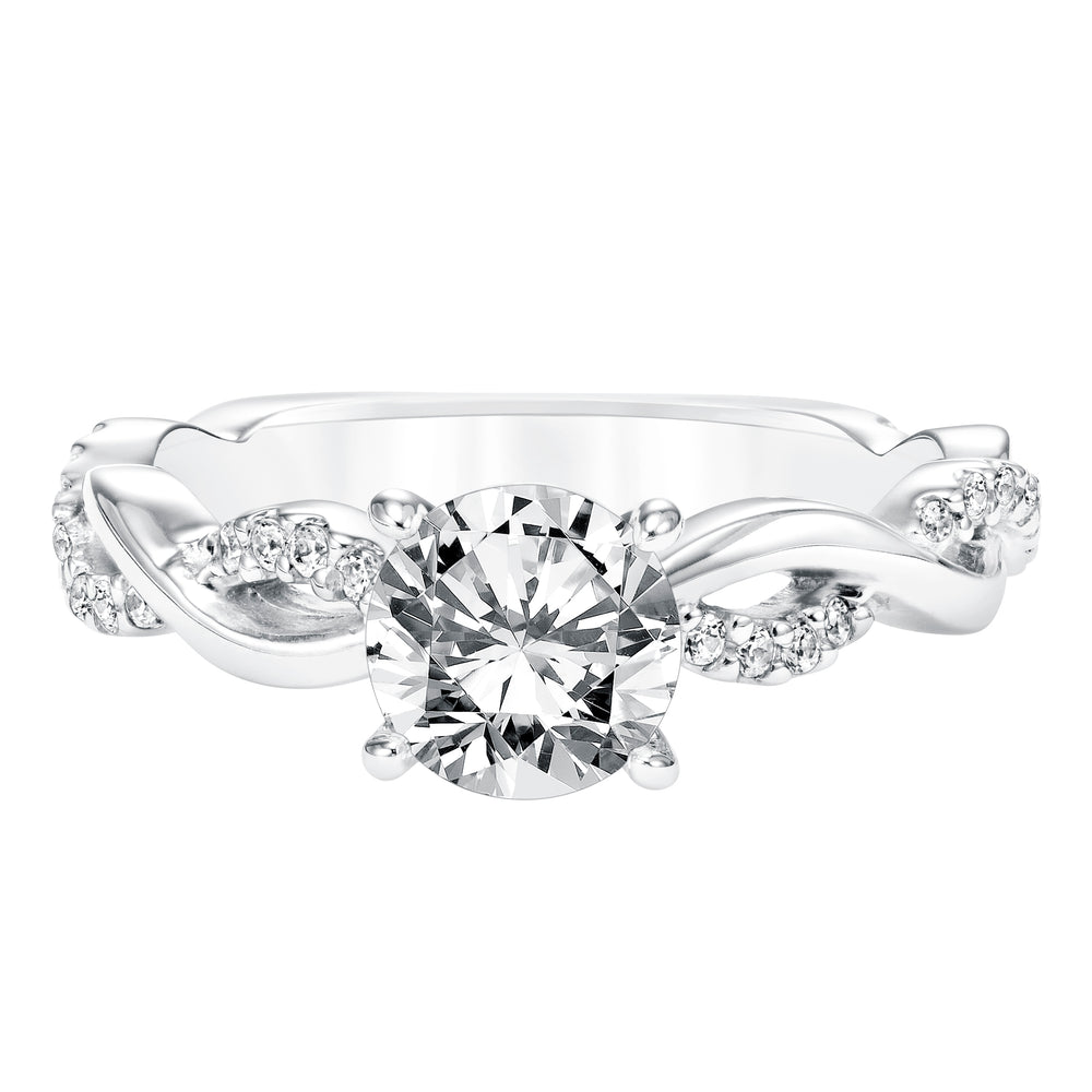 Diamond Prong Set Engagement Ring with Diamond  Twisted Shank