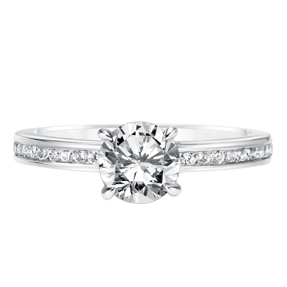 Diamond Engagement Ring with Channel Set Diamond Shank.  Center Stone is not included.