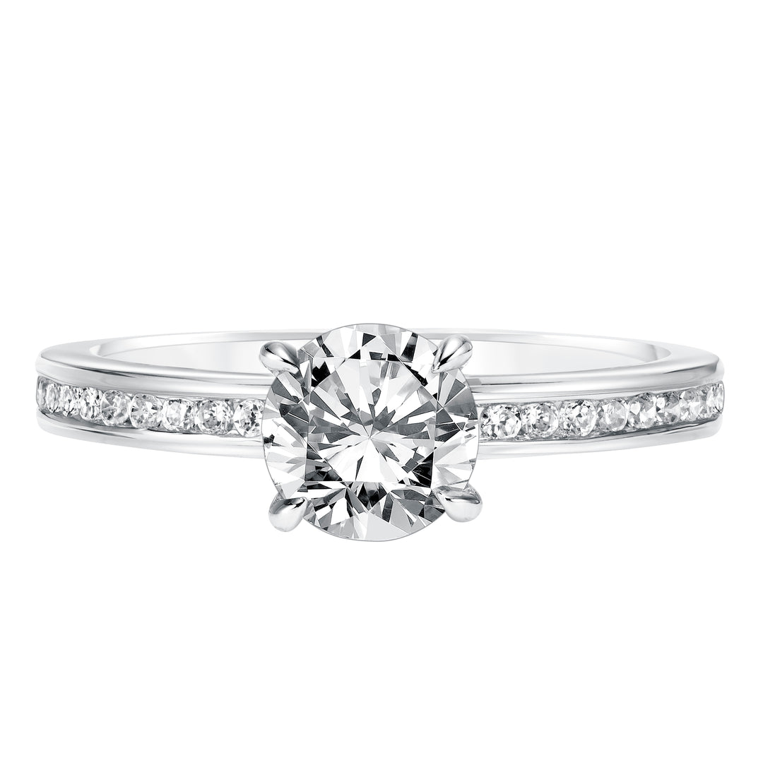 Diamond Engagement Ring with Channel Set Diamond Shank.  Center Stone is not included.