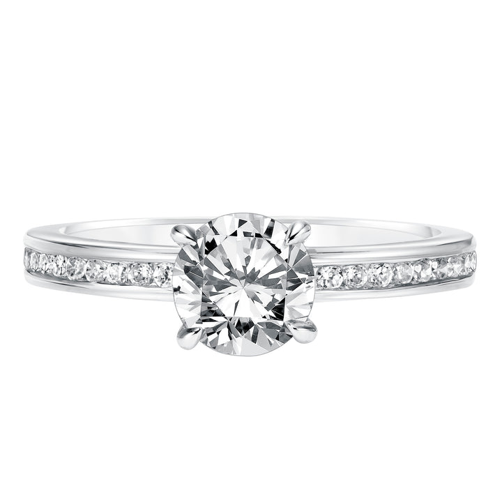 Diamond Engagement Ring with Channel Set Diamond Shank.  Center Stone is not included.