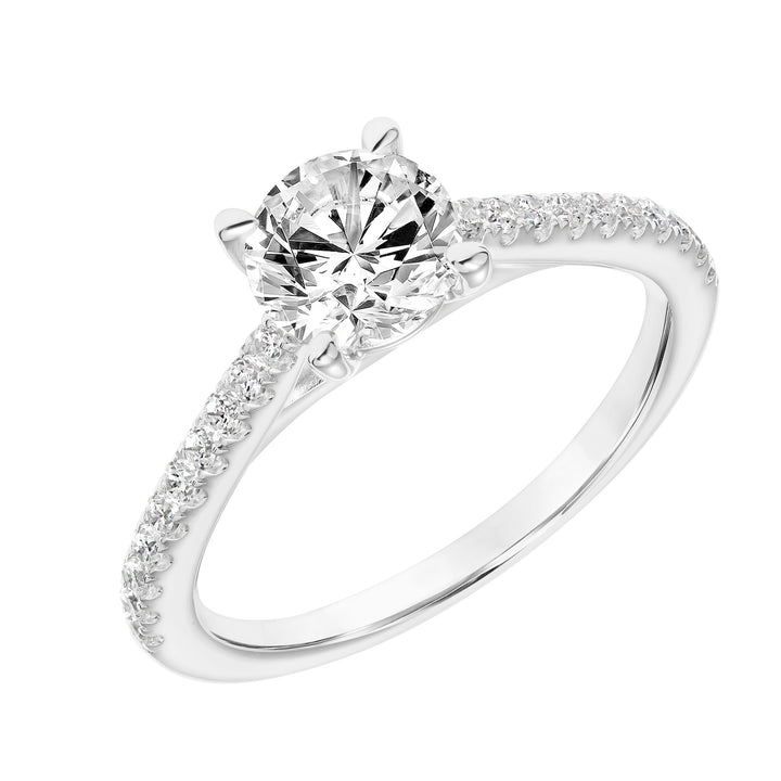 Classic Cathedral Setting Engagement Ring with Diamond Shank