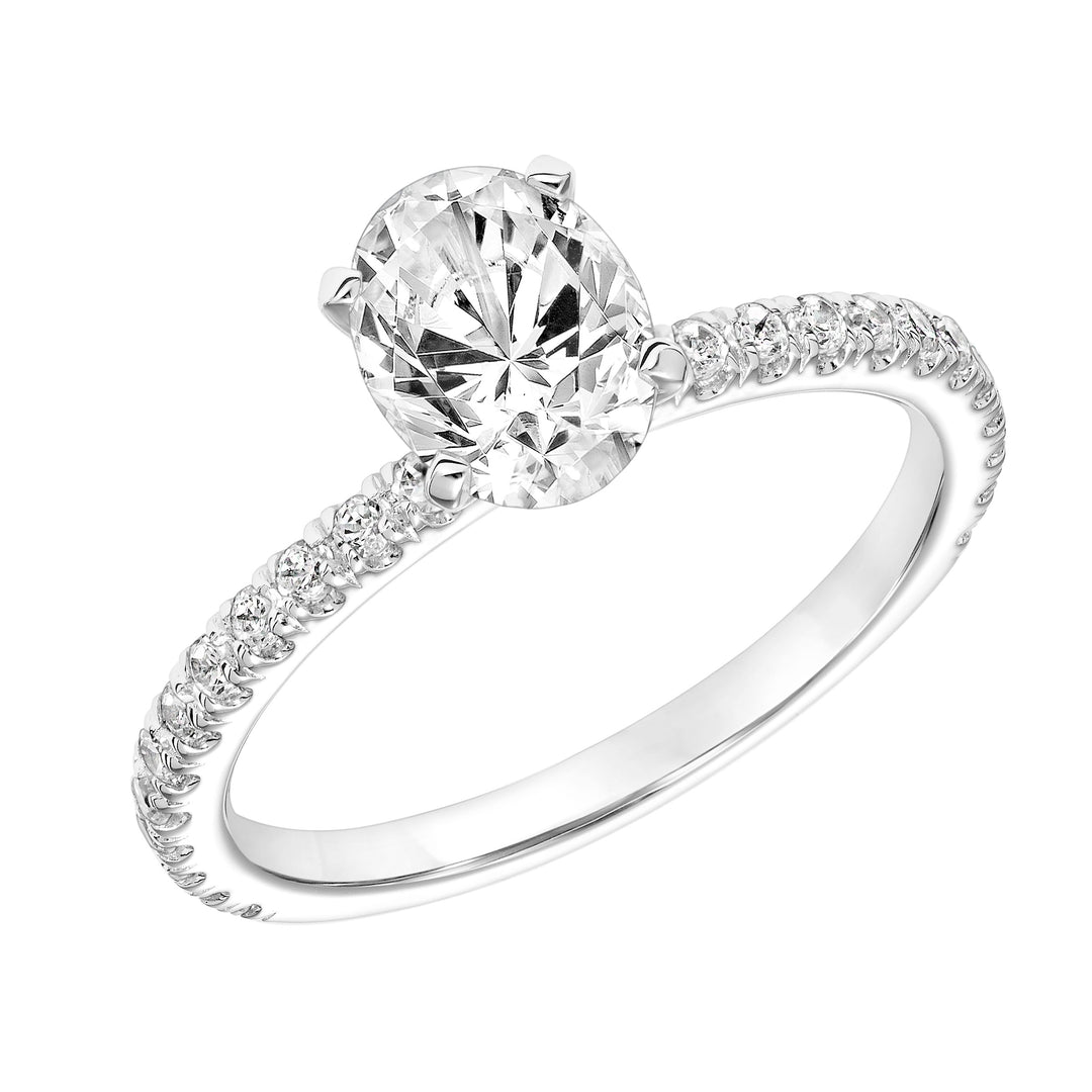 Classic Engagement Ring with Diamond Shank.  Center Stone is not included.