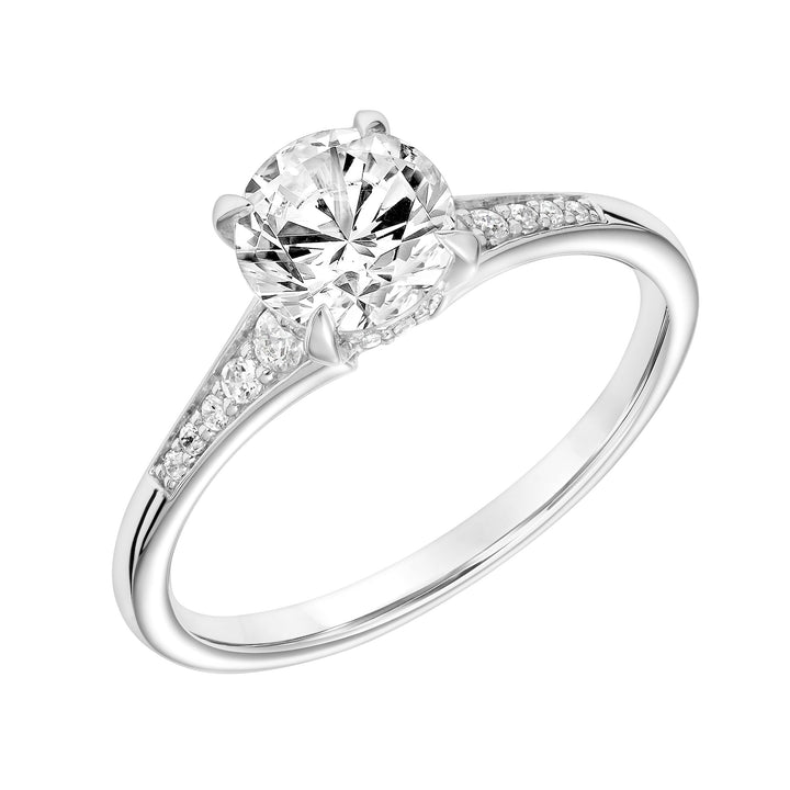 Diamond Engagement Ring with Graduated Diamond Tapered Shank.  Center Stone is not included.