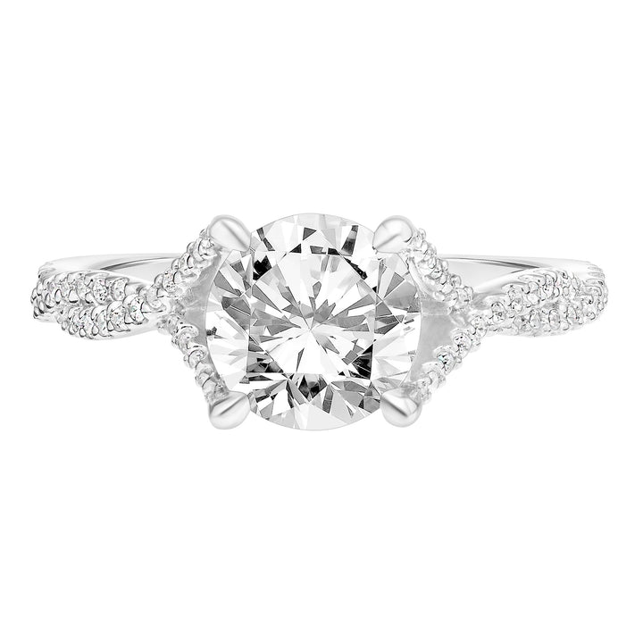 Diamond Engagement Ring with Polished Petal Gallery and Twisted Diamond Shank