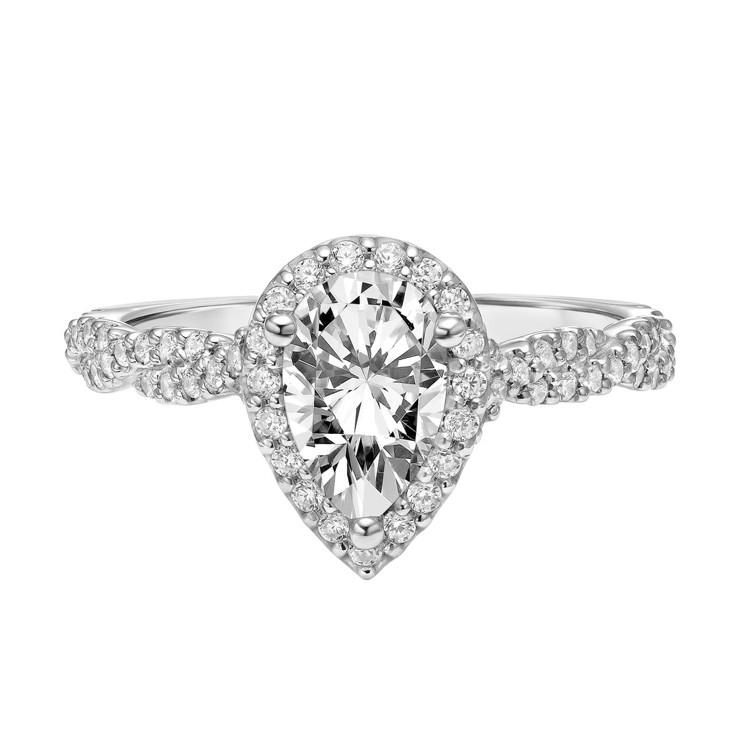 Contemporary Twist Halo Engagement Ring