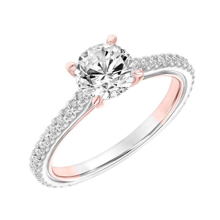 Contemporary Side Stone Diamond Engagement Ring.  Center Stone is not included.