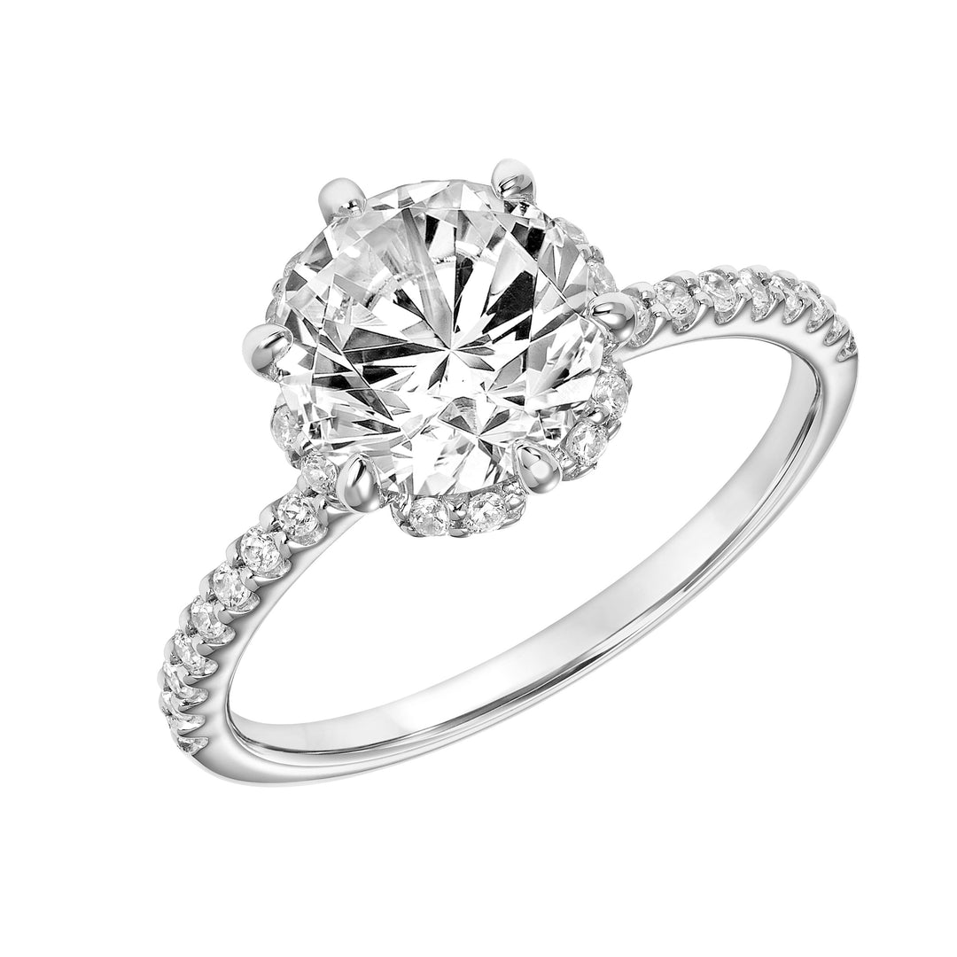 31-12027HRW-E.00 - Goldman - Classic Six Prong Setting Engagement Ring with Hidden Halo and Diamond Shank